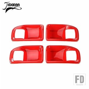 ジープ ラングラー JK 2011-17 インテリアドアハンドルボウル装飾カバー - red 4 pcs