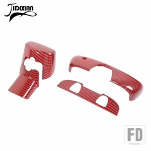 インテリアバックミラーパネル装飾カバーダッジチャレンジャー 2015-24 アップ - Red Carbon Fiber