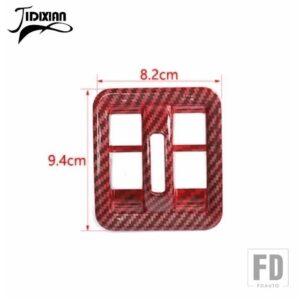 ジープ ラングラー JK 2011-17 インテリアウィンドウスイッチボタン装飾フレームカバー - Red Carbon Fiber