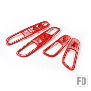 ジープ インテリアウィンドウリフトボタンパネル装飾カバーレネゲード 2016-24 - Red