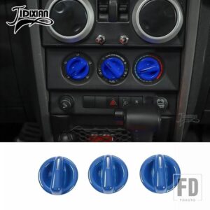 ジープ ラングラー JK 2007 2008 2009 2010 ABS カーエアコンスイッチノブ装飾コーブインテリアアクセサリー - Blue