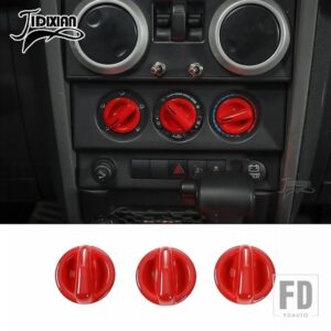 ジープ ラングラー JK 2007 2008 2009 2010 ABS カーエアコンスイッチノブ装飾コーブインテリアアクセサリー - Red