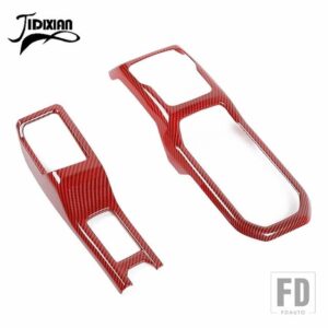 ジープ ラングラー JL グラディエーター JT 2018-244WD ギアシフトカップホルダー装飾カバー - Red Carbon Fiber