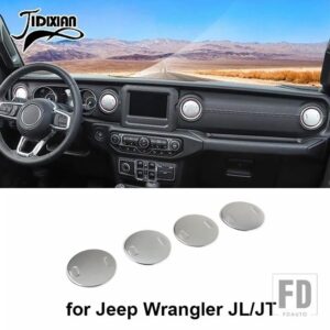 ジープ カーエアコンベントアウトレット装飾カバーアクセサリー ラングラー JL 2018 グラディエーター JT 2018 - Silver 4 PCS