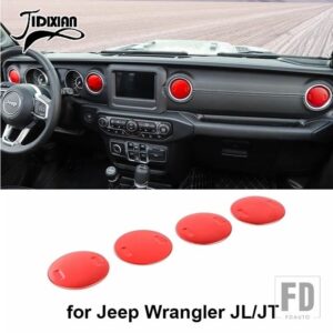 ジープ カーエアコンベントアウトレット装飾カバーアクセサリー ラングラー JL 2018 グラディエーター JT 2018 - red 4 pcs