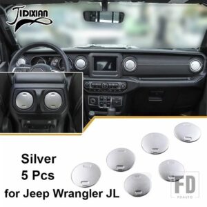 ジープ カーエアコンベントアウトレット装飾カバーアクセサリー ラングラー JL 2018 グラディエーター JT 2018 - Silver 6 PCS