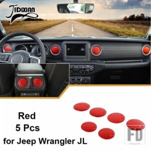 ジープ カーエアコンベントアウトレット装飾カバーアクセサリー ラングラー JL 2018 グラディエーター JT 2018 - red 6 pcs