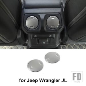 ジープ カーエアコンベントアウトレット装飾カバーアクセサリー ラングラー JL 2018 グラディエーター JT 2018 - Silver 2 PCS
