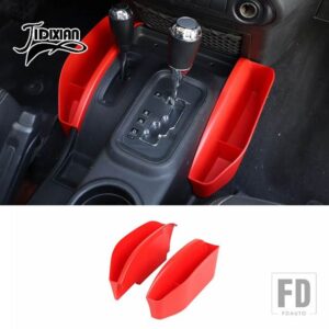 ジープ ラングラー JK 2011-17 インテリアギアシフト収納ボックス片付けアクセサリー - 2 pcs red