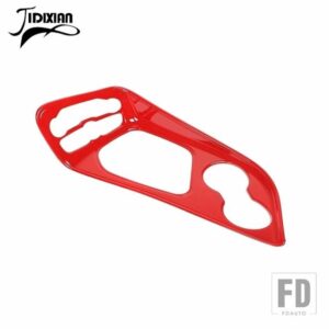 車内ギアシフトカップホルダー装飾パネルカバーダッジチャレンジャー 2015-19 アップアクセサリー - Red