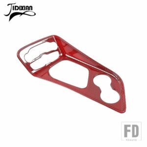 車内ギアシフトカップホルダー装飾パネルカバーダッジチャレンジャー 2015-19 アップアクセサリー - Red Carbon Fiber