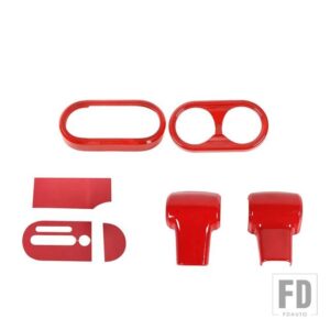 ジープ ギアシフトパネルカップホルダー装飾カバーラングラー JK 2007 2008 2009 2010 インテリアアクセサリー - red 6 pcs
