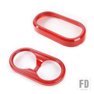 ジープ ギアシフトパネルカップホルダー装飾カバーラングラー JK 2007 2008 2009 2010 インテリアアクセサリー - red 2 pc