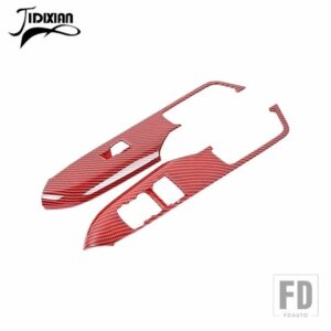 フォード 車室内窓リフトスイッチボタンパネル装飾カバーマスタング 2015-22 - Red Carbon Fiber