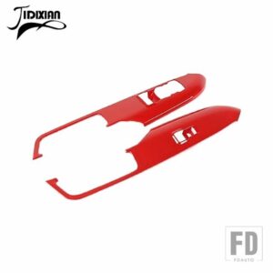 フォード 車室内窓リフトスイッチボタンパネル装飾カバーマスタング 2015-22 - Red