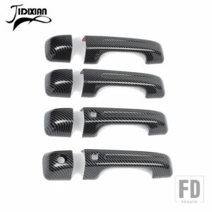 ドアハンドル装飾シェルカバートリムステッカーダッジラム 2018-22 車外装アクセサリー - carbon fiber grain
