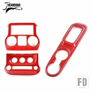 ジープ センターコンソール空調スイッチギアパネル装飾カバーラングラー JK 2011-2017 カーアクセサリー - Red