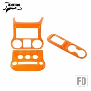 ジープ センターコンソール空調スイッチギアパネル装飾カバーラングラー JK 2011-2017 カーアクセサリー - Orange