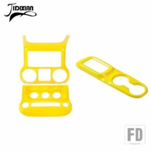 ジープ センターコンソール空調スイッチギアパネル装飾カバーラングラー JK 2011-2017 カーアクセサリー - Yellow