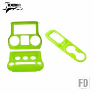 ジープ センターコンソール空調スイッチギアパネル装飾カバーラングラー JK 2011-2017 カーアクセサリー - light green