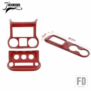 ジープ センターコンソール空調スイッチギアパネル装飾カバーラングラー JK 2011-2017 カーアクセサリー - Red Carbon Fiber