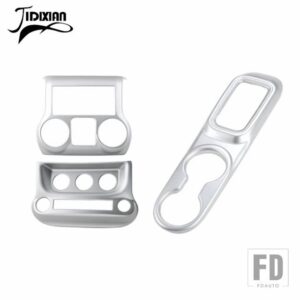 ジープ センターコンソール空調スイッチギアパネル装飾カバーラングラー JK 2011-2017 カーアクセサリー - Silver