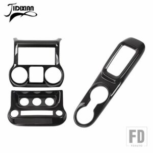 ジープ センターコンソール空調スイッチギアパネル装飾カバーラングラー JK 2011-2017 カーアクセサリー - Black Carbon Fiber