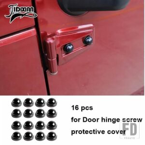 ジープ 車外装ドアヒンジネジ A ピラーフードエンジンエアインレットネジ装飾カバーラングラー JK 2007-2017 - black door screw 16