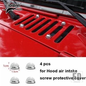 ジープ 車外装ドアヒンジネジ A ピラーフードエンジンエアインレットネジ装飾カバーラングラー JK 2007-2017 - Air inlet screw