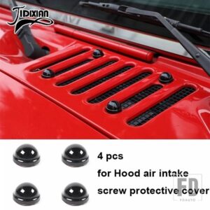 ジープ 車外装ドアヒンジネジ A ピラーフードエンジンエアインレットネジ装飾カバーラングラー JK 2007-2017 - Air inlet screw2