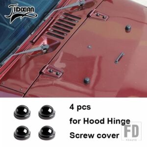 ジープ 車外装ドアヒンジネジ A ピラーフードエンジンエアインレットネジ装飾カバーラングラー JK 2007-2017 - black hood screw