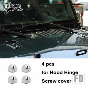 ジープ 車外装ドアヒンジネジ A ピラーフードエンジンエアインレットネジ装飾カバーラングラー JK 2007-2017 - chrome hood screw