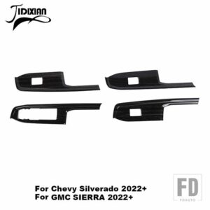 シボレー シルバラード GMC シエラ 2019-24 窓リフトボタンパネル装飾カバー - black wood grain 2