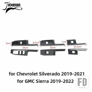 シボレー シルバラード GMC シエラ 2019-24 窓リフトボタンパネル装飾カバー - carbon fiber grain 3