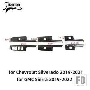 シボレー シルバラード GMC シエラ 2019-24 窓リフトボタンパネル装飾カバー - black wood grain 3