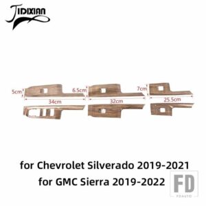 シボレー シルバラード GMC シエラ 2019-24 窓リフトボタンパネル装飾カバー - wood grain 3