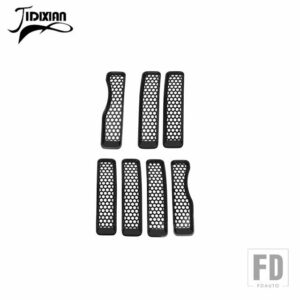 ジープ ラングラー JL グラディエーター JT 2018-23 フロントグリルメッシュ装飾カバーアクセサリー - Black