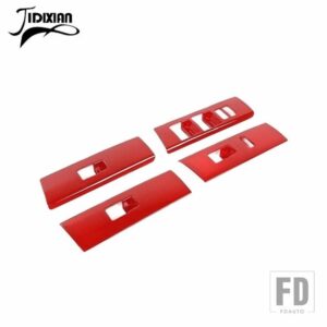 インテリアモールディング窓リフトボタン装飾パネルカバーアクセサリー 4 ランナー 2010-14 アップ - Red