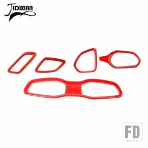 ジープ 車インテリアセンターコンソールダッシュボード空調ベントアウトレット装飾カバーレネゲード 2016 2017 2018 アップ - Red
