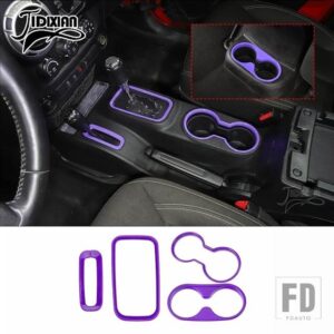 ジープ ラングラー JK 2011-17 フロントリアカップホルダーギアシフト内装装飾カバー - PURPLE