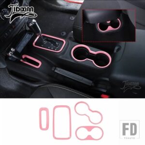 ジープ ラングラー JK 2011-17 フロントリアカップホルダーギアシフト内装装飾カバー - Pink