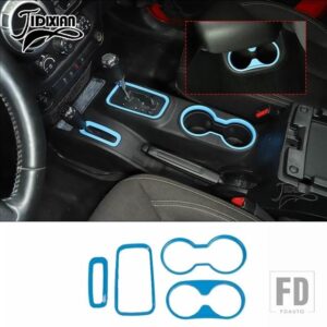 ジープ ラングラー JK 2011-17 フロントリアカップホルダーギアシフト内装装飾カバー - light blue