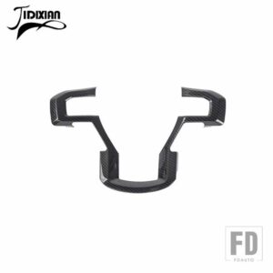 フォード ABS ステアリングホイール装飾パネルカバー F150 2015-20 インテリアアクセサリー - Black Carbon Fiber