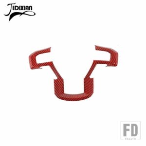フォード ABS ステアリングホイール装飾パネルカバー F150 2015-20 インテリアアクセサリー - Red Carbon Fiber