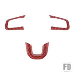 ジープ ラングラー JL グラディエーター JT 2018-24 ステアリングホイール装飾カバーアクセサリー - Red Carbon Fiber