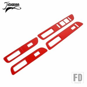 フォード インテリアウィンドウリフトスイッチボタン装飾パネルカバー F150 2009-14 - Red