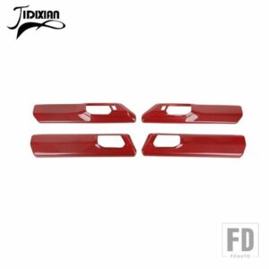 フォード ABS 車インナードアハンドルパネル装飾カバーブロンコ 4 ドア 2021-23 アップインテリアアクセサリー - Red Carbon Fiber