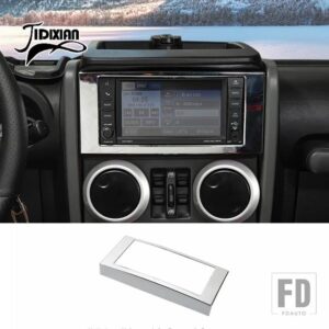 ジープ ラングラー JK 2007 2008 2009 2010 カーセンターコンソール CD 装飾フレームカバーインテリアアクセサリー - Chrome