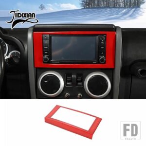 ジープ ラングラー JK 2007 2008 2009 2010 カーセンターコンソール CD 装飾フレームカバーインテリアアクセサリー - Red