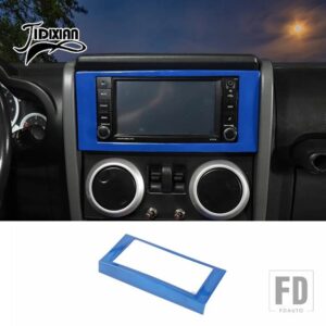 ジープ ラングラー JK 2007 2008 2009 2010 カーセンターコンソール CD 装飾フレームカバーインテリアアクセサリー - Blue
